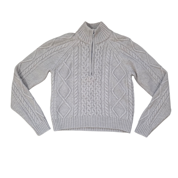 Aritzia Heritage Knit Merino Wool 1/4 Zip Sweater Casual Size Med - Picture 8 of 10